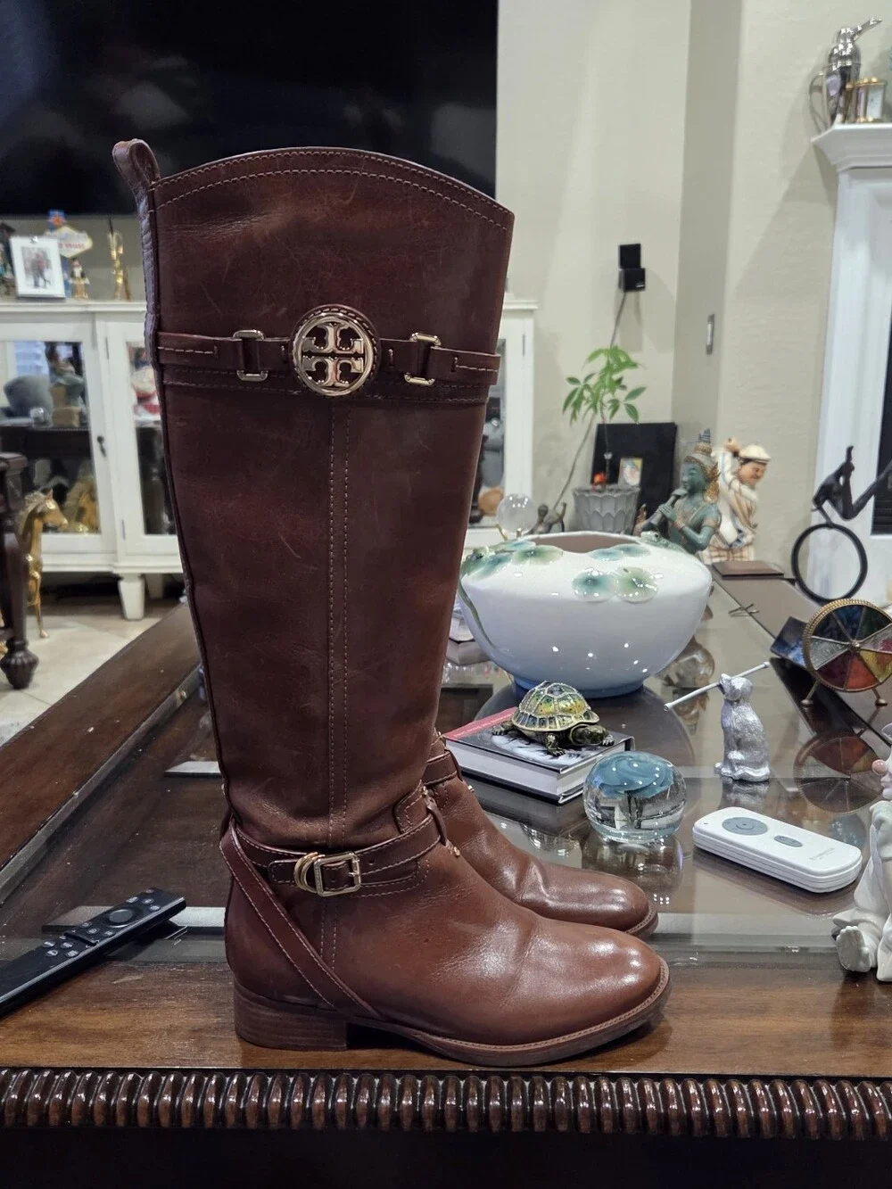 Tory Burch Calista Conac Women's Brown Leather Riding Boots